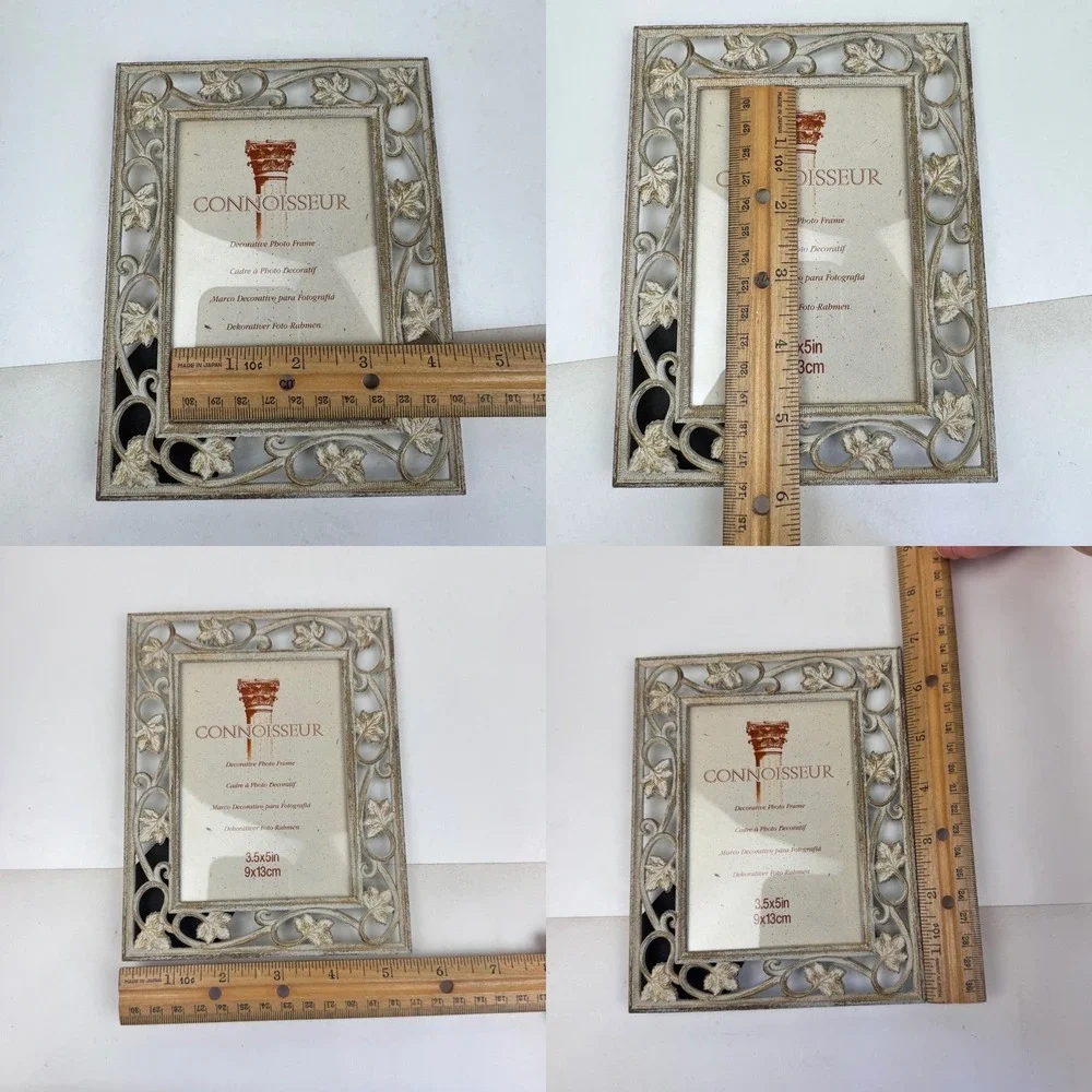 Vtg 90s Connoisseur Ivy Cream Gold Accents Metal Picture Photo Frame Tabletop